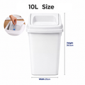 10L Compact Swing Bin, Portable Home Kitchen Office Toilet Swing Lid Waste Bin Garbage Rubbish Trash Can