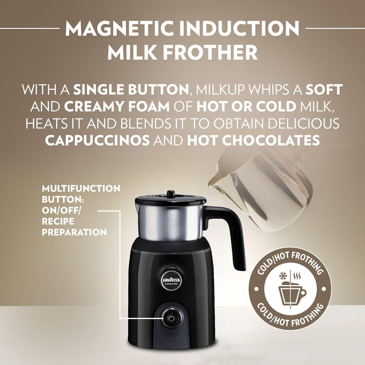 Lavazza Electric Cold and Hot Milk Frother Frother - Coffee Machine Accessory