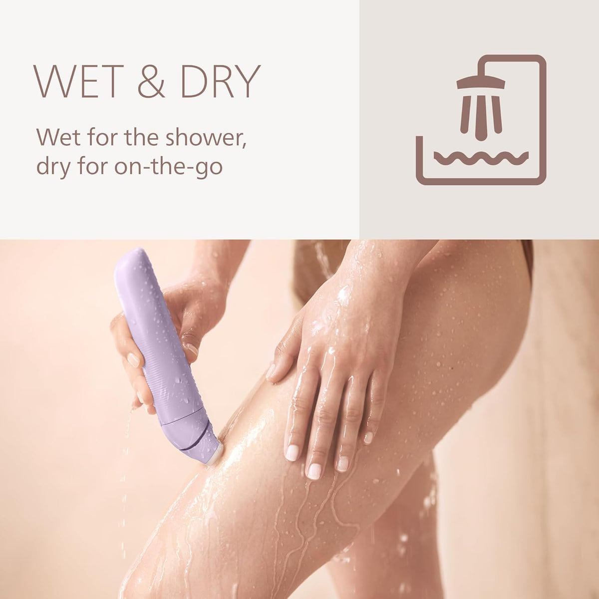 Philips Lady Shaver - Cordless, Wet & Dry Electric Shaver for Legs Body and Bikini, 3-Blade Shaving System, 2 Speeds