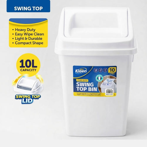 10L Compact Swing Bin, Portable Home Kitchen Office Toilet Swing Lid Waste Bin Garbage Rubbish Trash Can