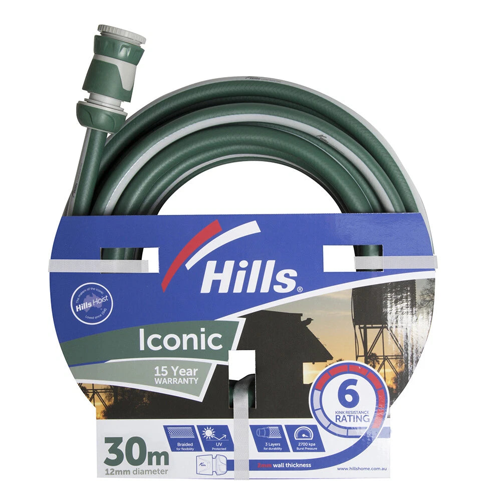 30M Hills Garden Watering Hose Flexible Kink Resistant 12nm