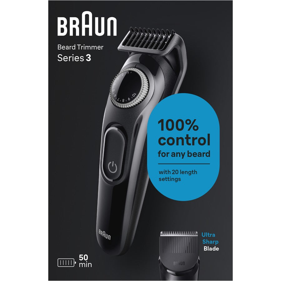 Braun Beard Trimmer Shaver Facial Shaving, Cordless Washable Head