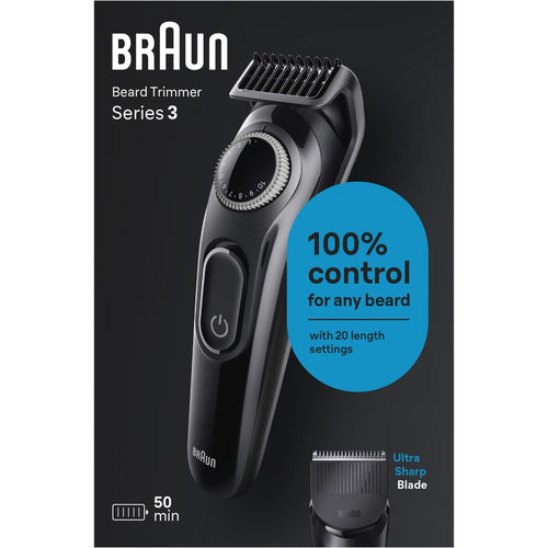 Braun Beard Trimmer Shaver Facial Shaving, Cordless Washable Head