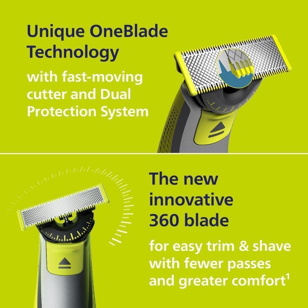 Philips OneBlade 360 + Extra Blade, Electric Beard Trimmer and Shaver with 5-in-1 Comb, QP2734/30