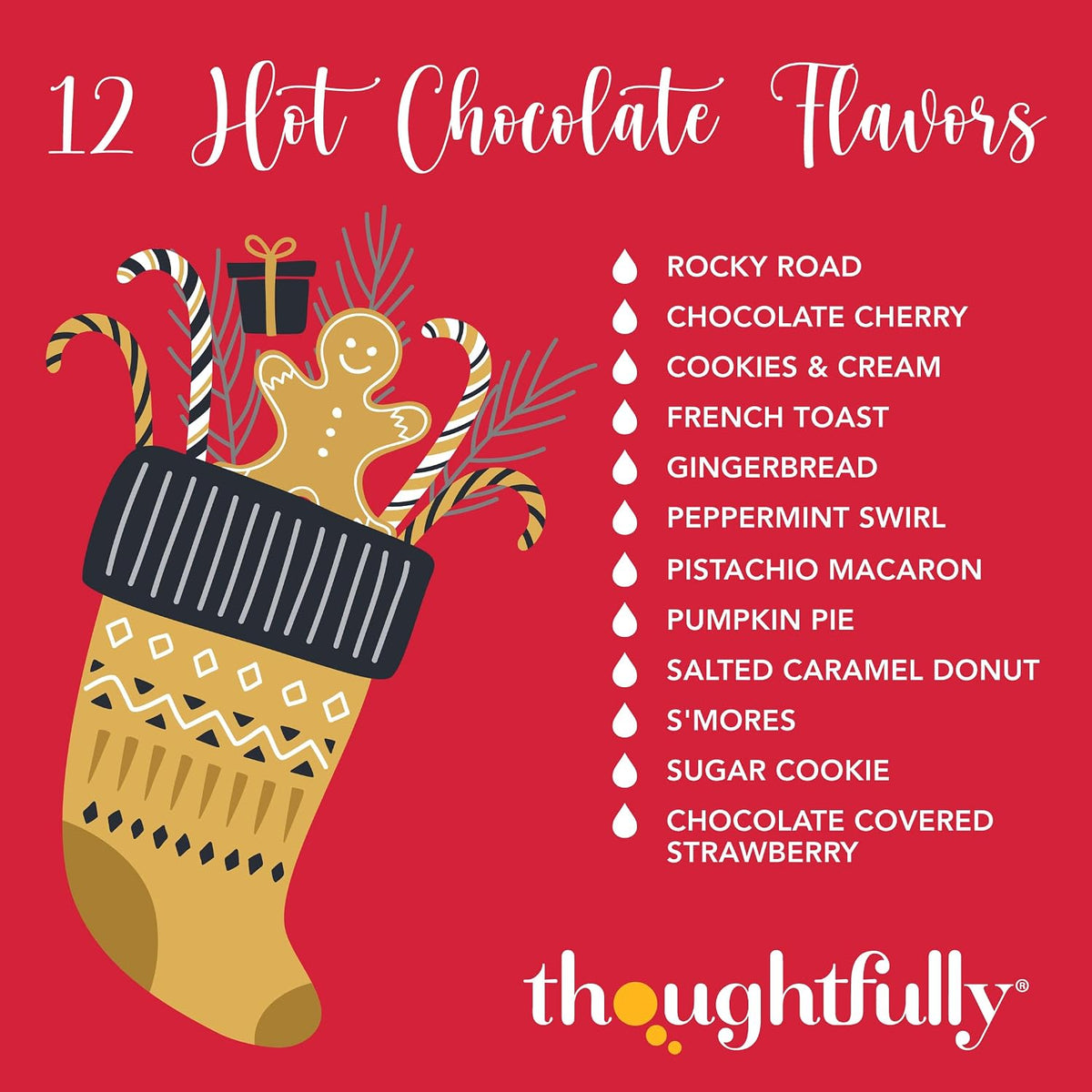 12 Days of Christmas Hot Chocolate Gift Set, 12 Gourmet Hot Cocoa Mixes