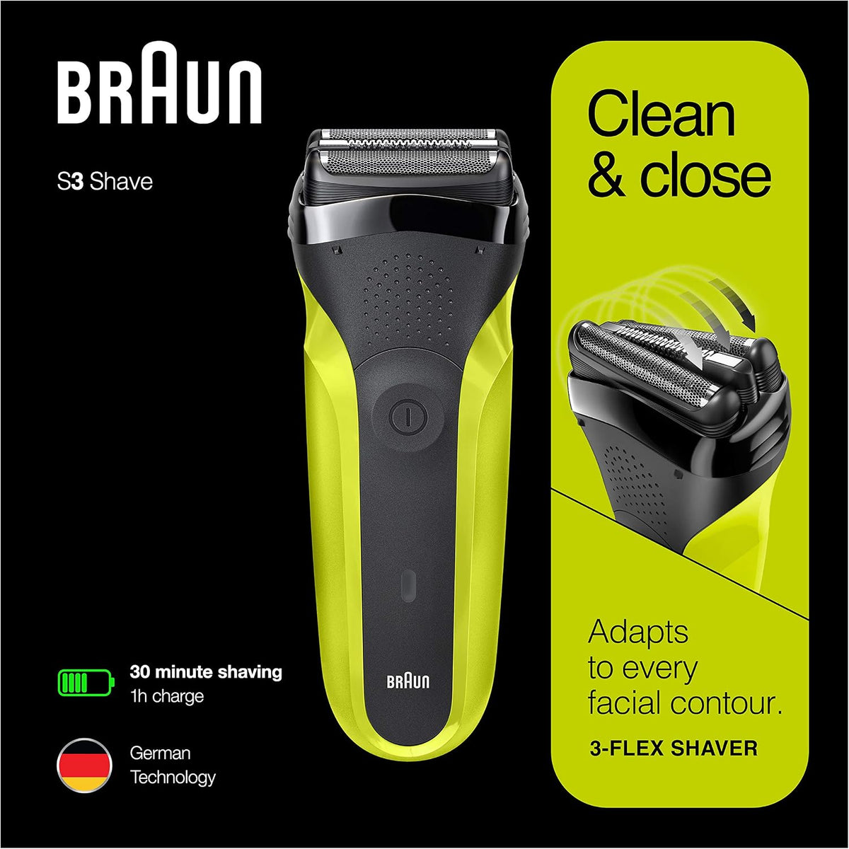 Braun Electric Shaver, Washable, Rechargeable, Cordless Men's Close & Trim Shaving